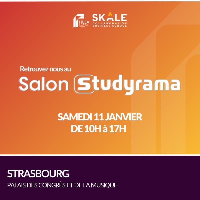 Stand de FILEA - école de formation en alternance BTS et Mastère, au Salon Studyrama Strasbourg 2025